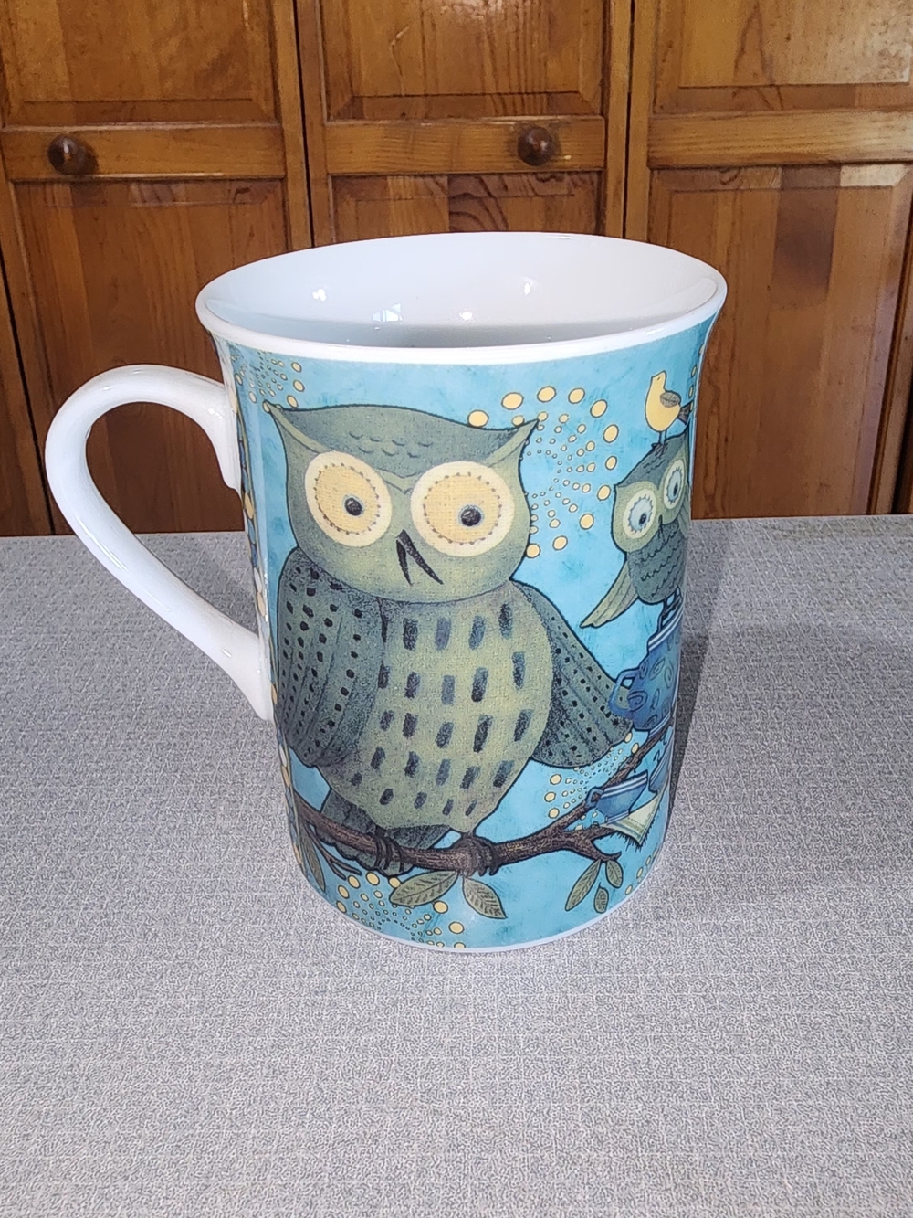 Ceramic Owl Mug in Teal Blue - Home Dining